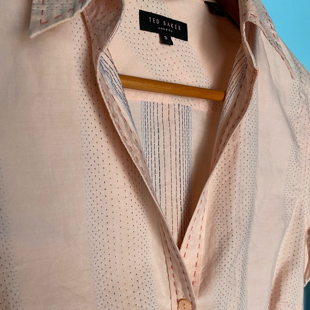 Ted Baler London Long Sleeve Collard Soft Pink dress shirt